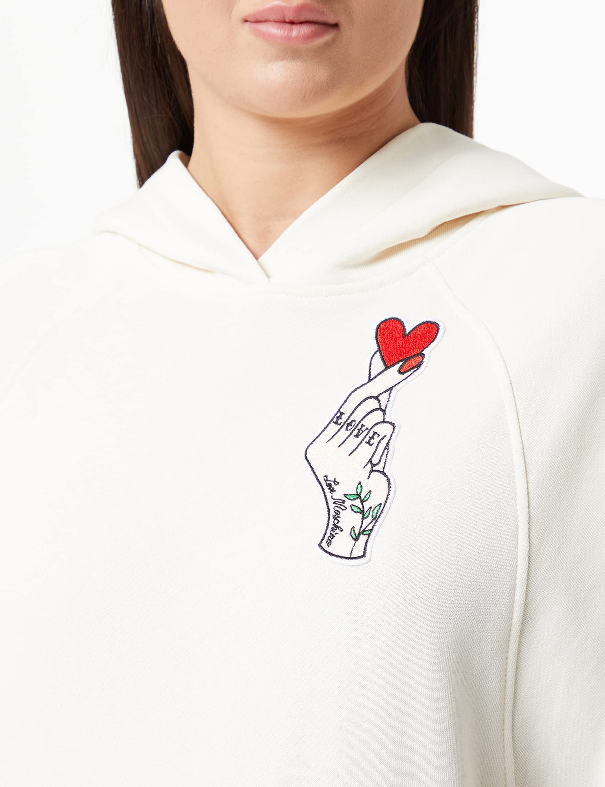 Love Moschino Vestido sin Mangas de Corte Relajado en Forro Polar 100% algodón con Bordado, Crema, 40 para Mujer