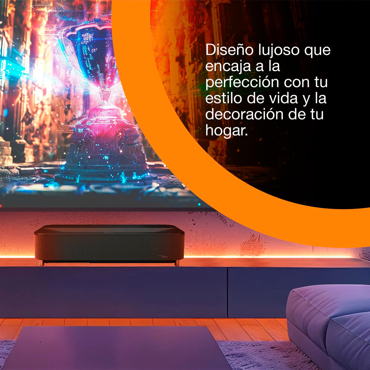 Epson Lifestudio Grand Plus EH‑LS970B | Proyector TV Láser de Ultracorto Alcance | Cine en Casa 4K | 4.000 Lúmenes | Imagen IA | Sonido BOSE | GoogleTV | Pantalla 150 Pulgadas | Garantia5 Años | Negro