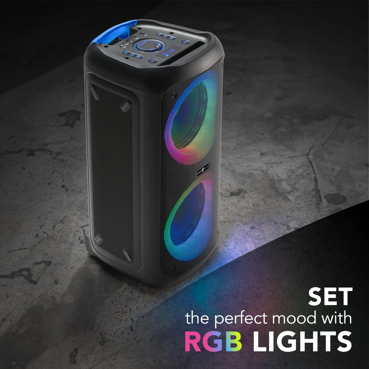 Music Sound - Sound Box - Caja acústica Bluetooth con 80WATT de Potencia - Inalámbrico - Luces RGB - 4 Horas de reproducción - Mando a Distancia para gestionar Todas Las Funciones del Altavoz - Negro