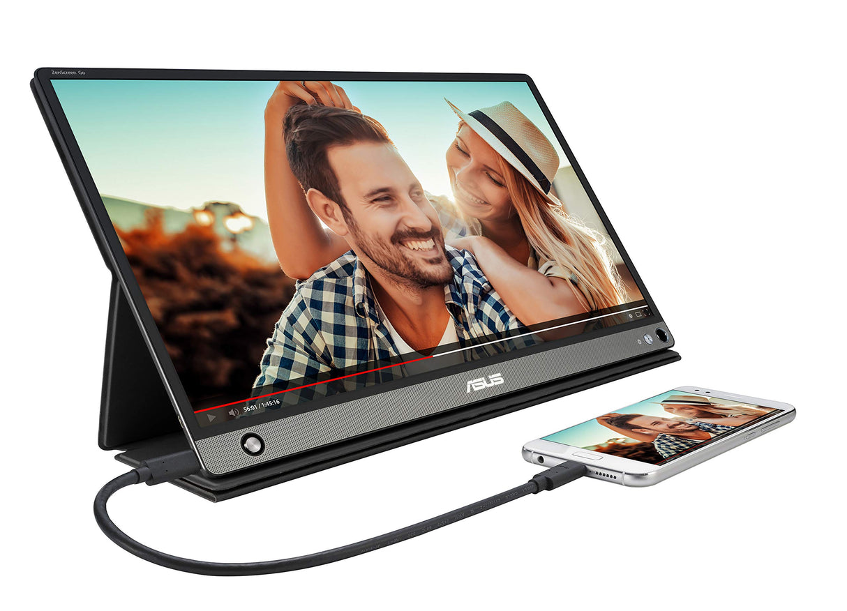 ASUS Monitor portátil inalámbrico USB ZenScreen GO MB16AWP: 15,6", IPS, USB tipo C, mini-HDMI, Batería integrada, Antiparpadeo, Luz azul de baja intensidad, Rosca para trípode. 250cd/m². Negro