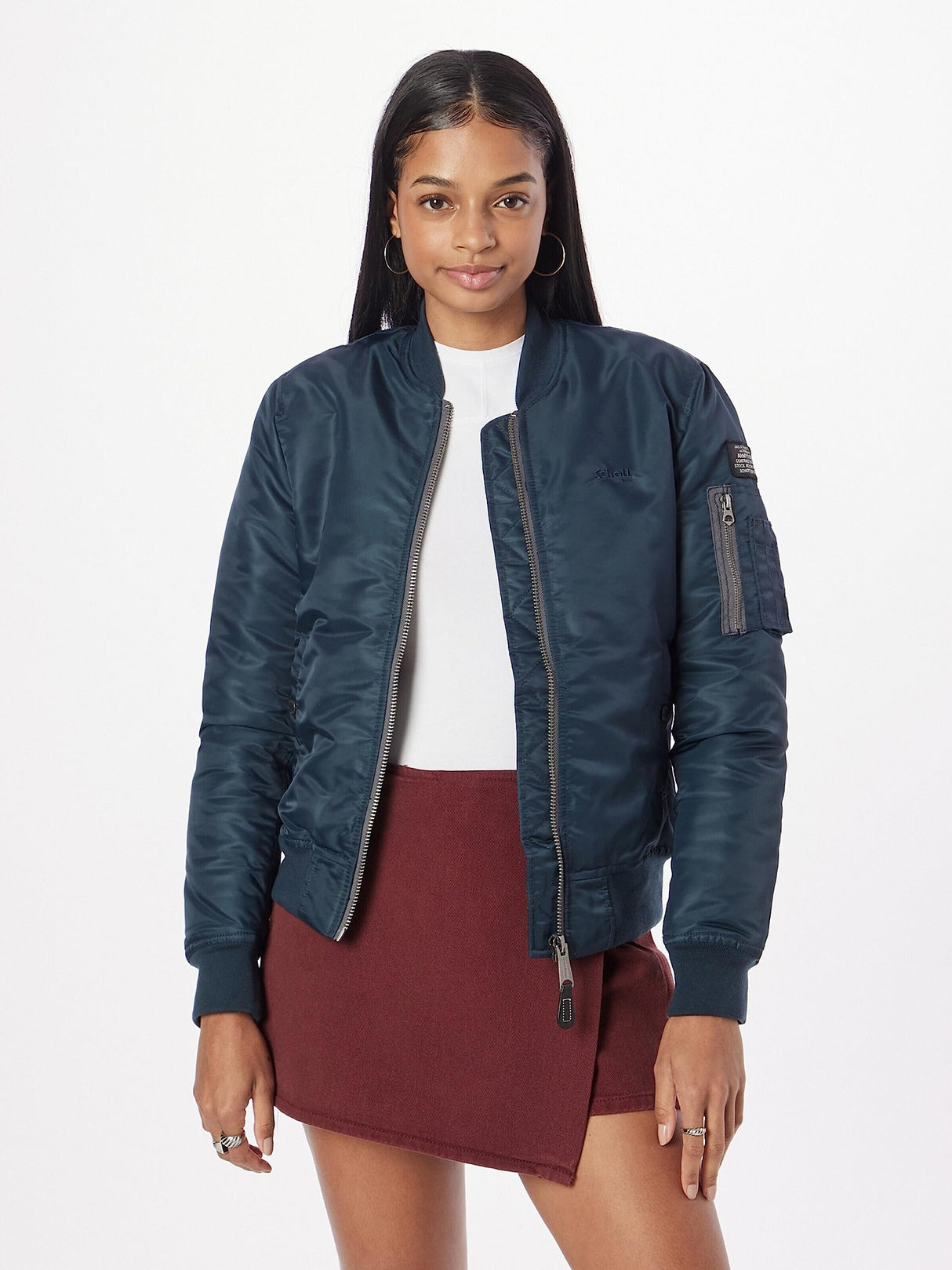 Schott NYC AIRFORCEWRS Chaqueta Bomber Schott, Azul Marino, M para Mujer