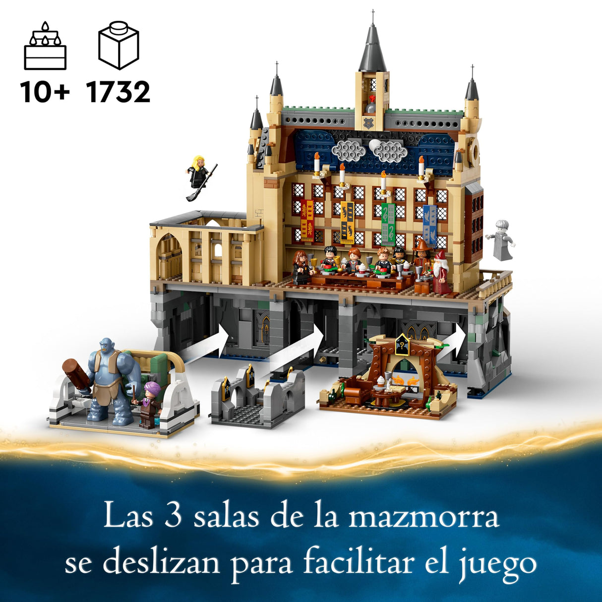 Lego Harry Potter Castillo de Hogwarts: Gran Comedor de la Escuela de Magos de Juguete, 11 Minifiguras Incluidas Hermione Granger y Ron Weasley, Regalo para Niños y Niñas de 10 Años o Mas 76435