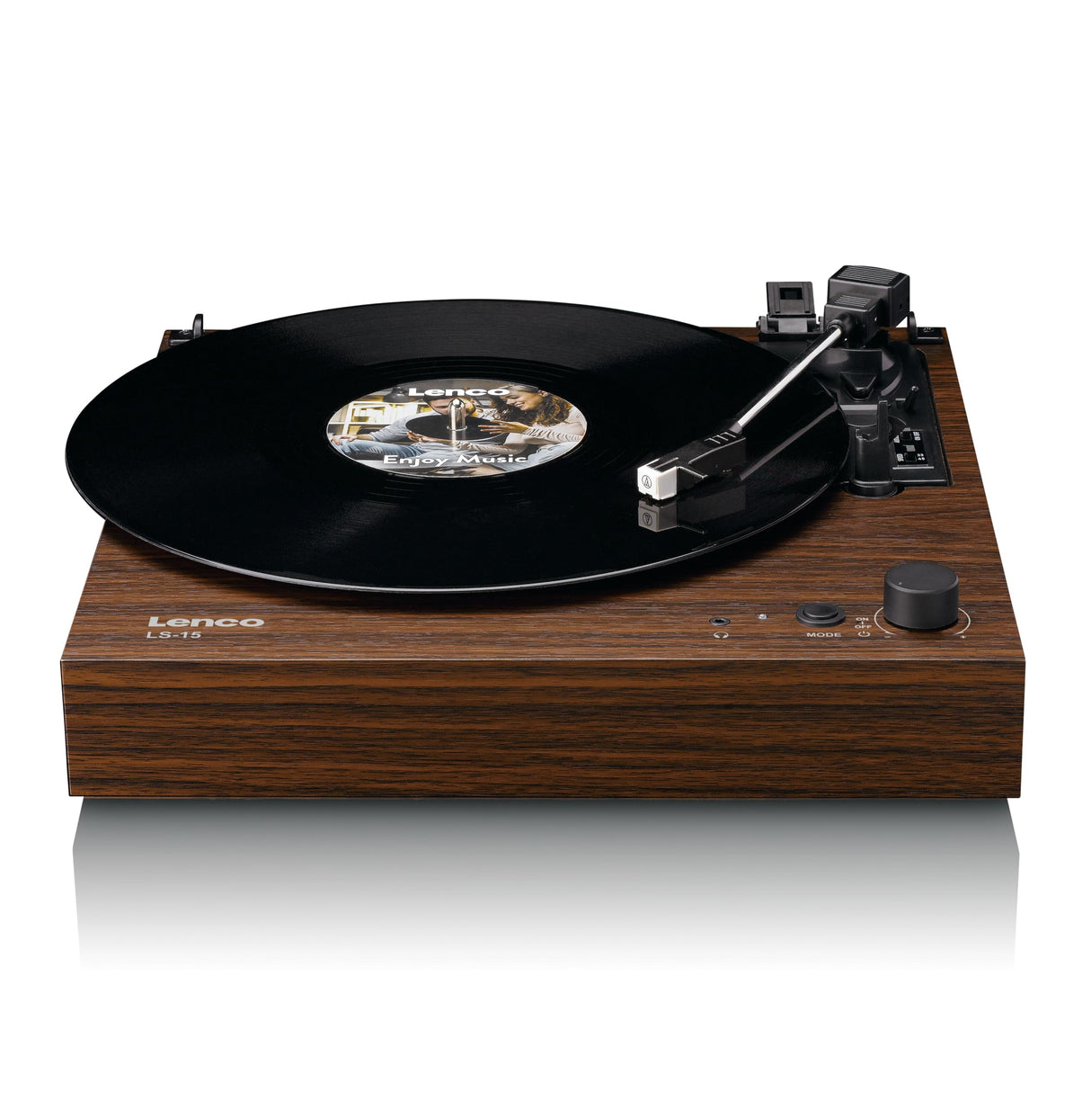 Lenco Tocadiscos LS-15WD – Recepción y transmisión Bluetooth®, 2 altavoces integrados, pastillas AT3600L, transmisión por correa, parada automática, 33/45 rpm, AUX y RCA, marrón