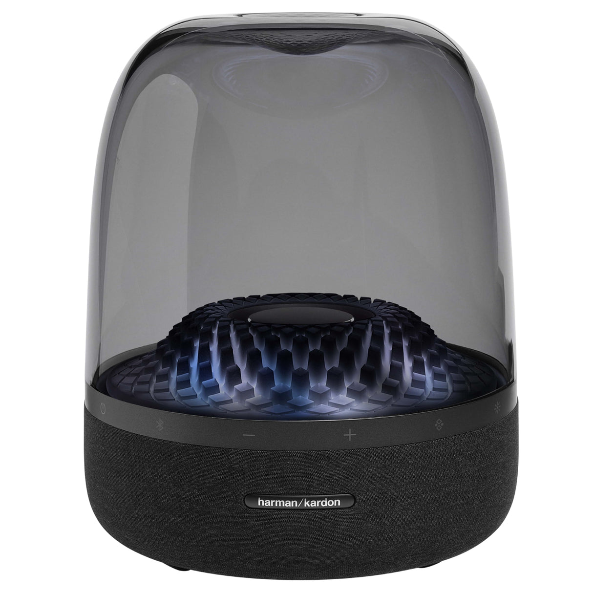 Harman Kardon Aura Studio 4 - Altavoz Bluetooth para casa, con cúpula Transparente, iluminación Ambiental con Cinco Patrones de Efecto Diamante, Sonido Potente, Negro