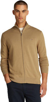 Tommy Hilfiger Jersey con Cremallera Hombre Essential Cotton Zip Thru con Cuello Alto, Beige (Safari Canvas), 3XL