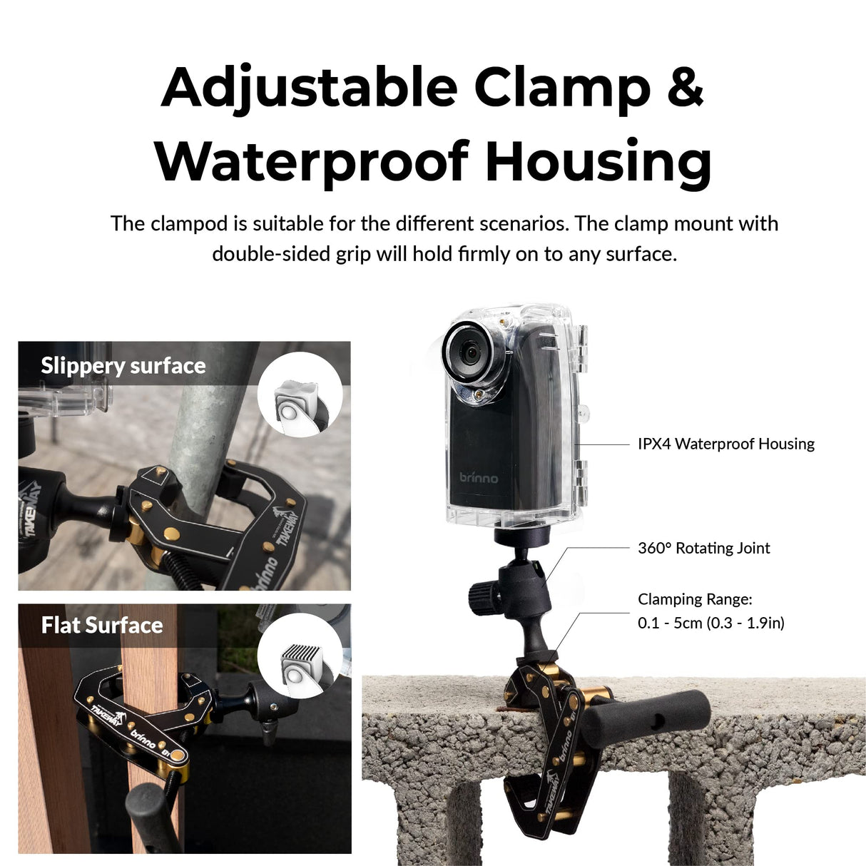 Brinno BCC300-C Timelapse Video Bundle - Cámara TLC300 1080P FHD y HDR, 118°FOV, Pantalla LCD IPS 1.44”, Carcasa IPX4, Abrazadera, Fácil de Usar en Obras de Construcción, Interiores y Exteriores