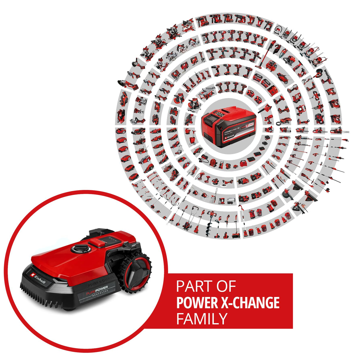 Einhell Robot cortacésped FREELEXO 500 Power X-Change (18 V, Control por aplicación, IPX5, actualizaciones por Aire vía WiFi, Incl. Equipo de instalación para 500 m² + batería de 2,5 Ah)