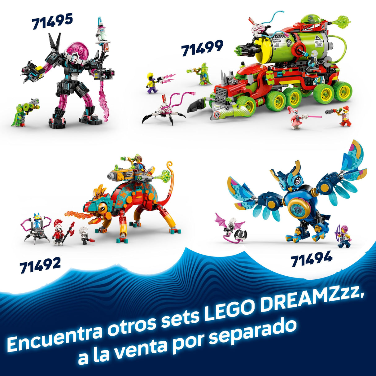 LEGO DREAMZzz 2 en 1 Submarino-Tiburón de Las Pesadillas de Juguete - 2 Opciones de Construcción con Aeronaves y 5 Minifiguras Inc. Mateo y Astrid - Regalo de para Niños y Niñas de 9+ años 71500