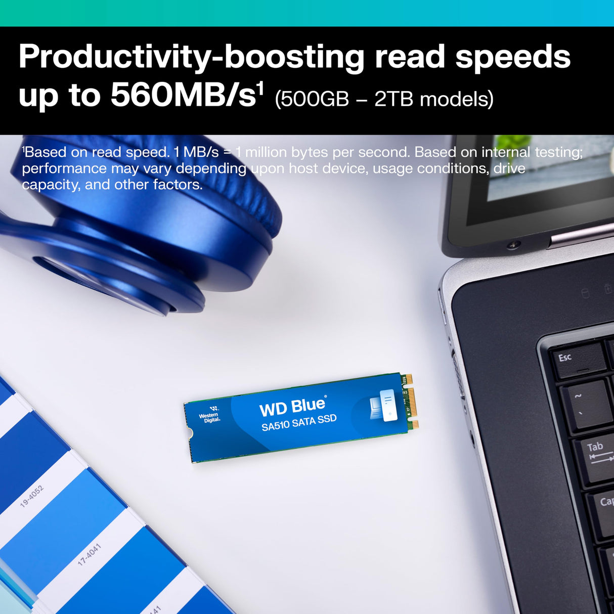 WD Blue SA510, 2 TB, M.2 SATA SSD, con hasta 560 MB/s, Acronis True Image for Western Digital, migración de discos y clonación, copia de seguridad y recuperación flexibles, ransomware