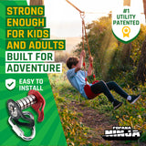 Ninja Warrior Obstacle Course for Kids Outside 19.8 Meters - Ninja Slider Included - Largest 11 Ninja Course Obstacles - Climbing Ladder, Spinning Wheel, Gym Ring