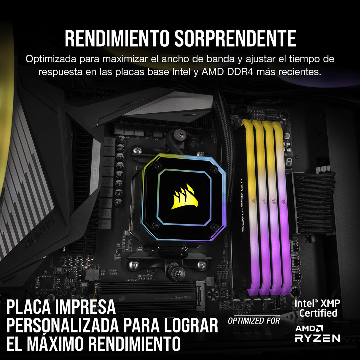 Corsair Vengeance RGB RS 64GB (2x32GB) DDR4 3600MHz C18 Memoria de Sobremesa (Iluminación Dinámica RGB, Tiempos de Respuesta Reducidos, Compatible con Intel & AMD 400/500 Series) Negro