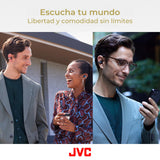 JVC Auriculares Inalámbricos Bluetooth | 24h de Batería y Carga Rápida | Oido Abierto | Ligeros y Resistentes al Agua | Ideales para el Deporte con IPX4 y Control Táctil - HA-NP1T Gris