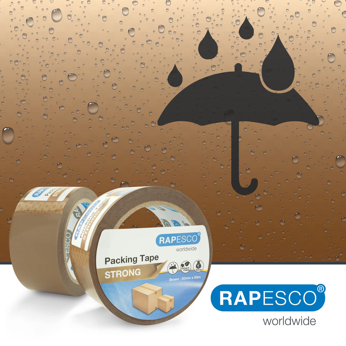 Rapesco 1743 Confección Business: 48 Rollos de Cinta de Embalaje Resistente, 50 mm x 60 m, Marrón
