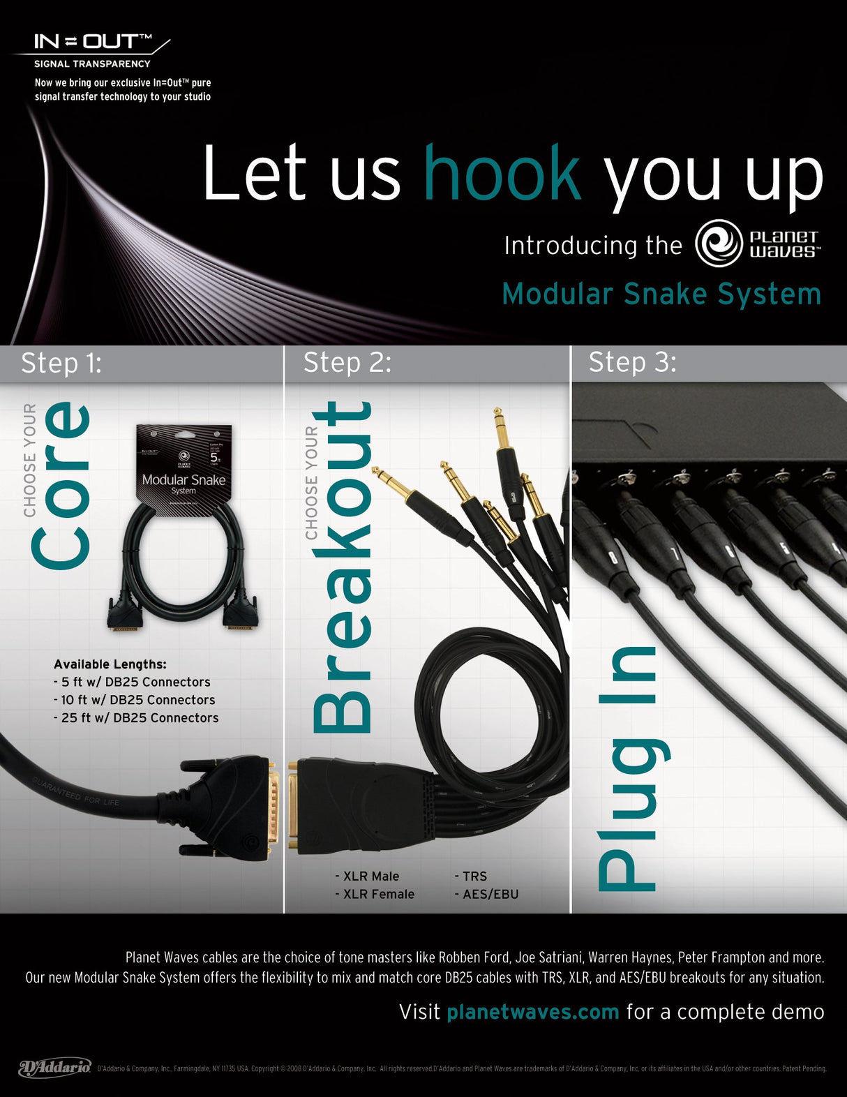 Planet Waves Modular Snake Cable - TRS Breakout - Accesorios para Instrumentos Musicales (PW-TRSB-01)