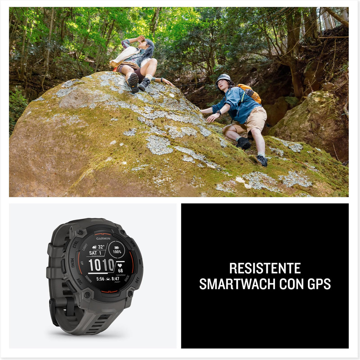 Garmin Instinct E, Reloj Inteligente con GPS, 45 mm, Resistente al Agua, Aplicaciones Deportivas integradas, Monitorización de la Salud, Notificaciones Inteligentes, Negro