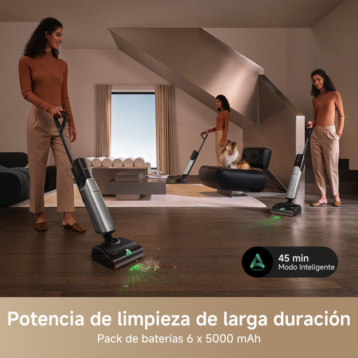 Mova X4 Pro, Aspiradora, seco y Mojado, friega con Agua Caliente, sin enredos, autolimpieza 100 °C, succión 20 kPa, estación de Empuje, Cabezal de Cepillo LED, Dos Bordes