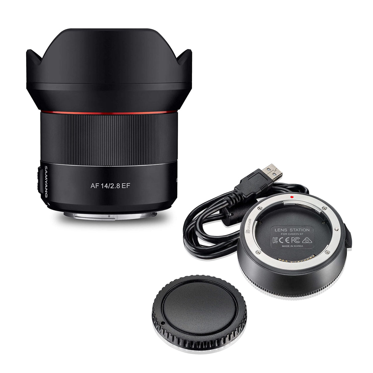 SAMYANG AF 23277 F2.8 DSLR - Foco automático para Canon EF 8008 + estación de Lente Gran Angular con Distancia Focal Fija de 14 mm, Enfoque automático, para cámaras Canon EF Mount, Color Negro