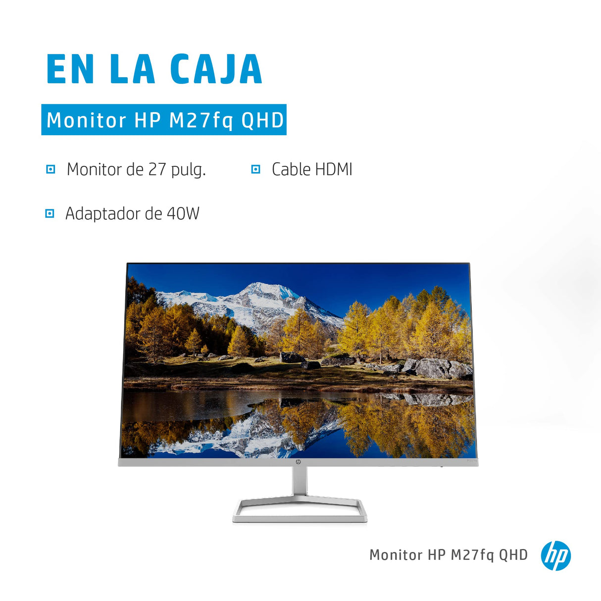 HP M27fq - Monitor de 27" QHD (2560 x 1440, 16:9,75 Hz, 5 ms, VGA, 2 HDMI, Displayport), Plateado