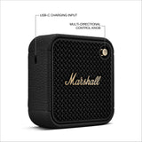 Marshall Willen II Altavoces inalámbricos Bluetooth 17 Horas de reproducción IP67 Carga rápida a Prueba de Agua - Negro y latón