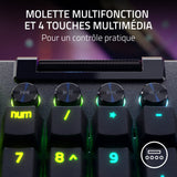 Razer BlackWidow V4 Pro (Switches Amarillo) - Teclado Gamer Mecánico (Interruptores Mecánicos Silenciosos, Rueda de 8 Teclas Macro Dedicadas, Reposamanos de Imitación, RGB Chroma) Teclado FR | Negro