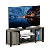 Furinno Brahms - Mueble de televisor con estantes y almacenamiento, color roble francés y negro