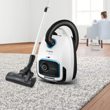 Bosch BGB6SIL1 - Serie, 6 Aspirador ProSilence Blanco de Bolsa, Recoge Cable automático, 4 L, iluminación LED