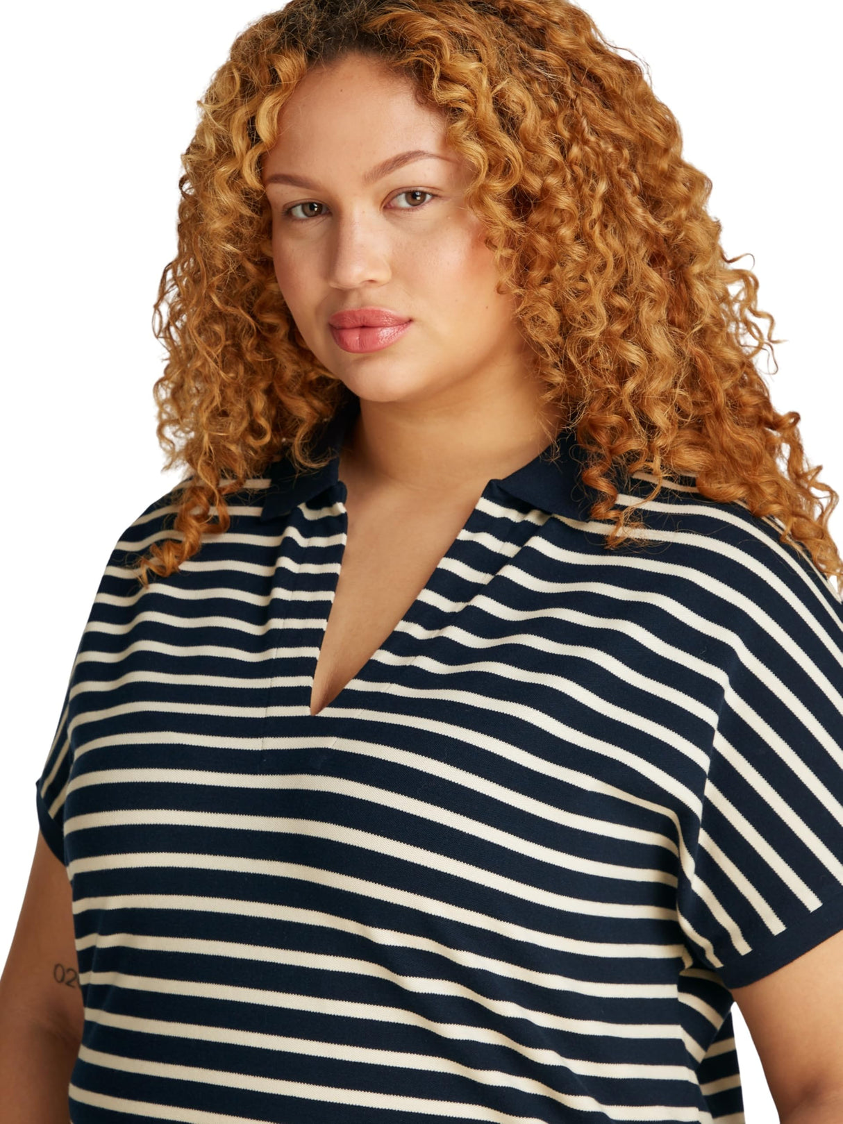 Tommy Hilfiger Polo de manga corta Mujer Lyocell Relaxed Fit, Multicolor (Dark Night Navy/Calico Stp), 52