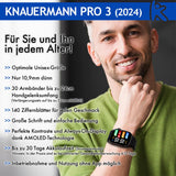 Knauermann Pro 3 (2024) Negro – Reloj Sanitario Smartwatch con función telefónica – Sensores OSRAM – Función ECG + HRV – BT Bluetooth – apnea del sueño – presión Arterial – Correa de auténtica,