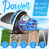 Hoverboard 6.5 Pouces auto-équilibrant avec haut-parleur Bluetooth et lumière LED, cadeaux pour enfants