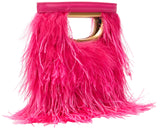 Pinko Square Mini Plumas, Bolsa Mujeres, N17q_Rosa-Dorado Antiguo