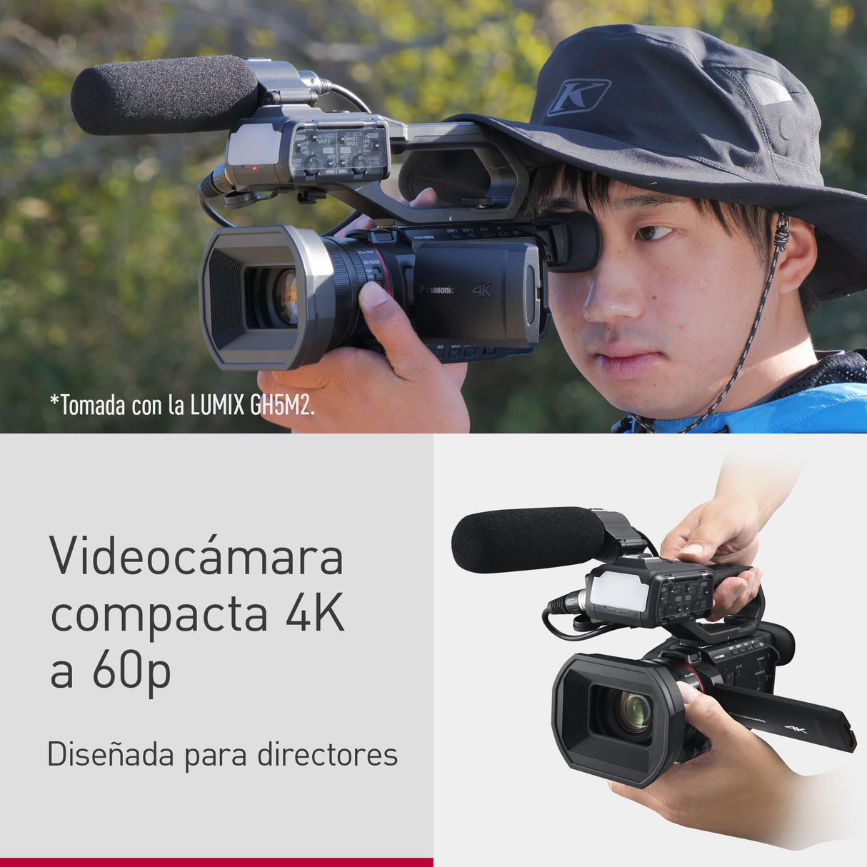 Panasonic AG-CX18EH 4K 60p Videocámara Profesional con Lente Gran Angular de 25 mm, Zoom de 24x, 3G-SDI, XLR, OIS Híbrido de 5 Ejes, Luz LED, Wi-Fi, USB PD, Negra