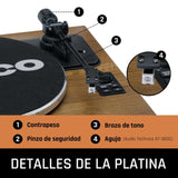 Lenco Tocadiscos LS-410 - Tocadiscos Bluetooth - Altavoces Integrados de 40 W RMS - Tracción por Correa - Preamplificador - Salida RCA y Entrada AUX - Madera LS-410WA Marrón
