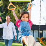 Intex Columpio Doble, Estructura Metal, con balancín Doble Plaza y Trapecio, Altura Regulable, hasta 240 kg, Columpios niños 3-10 años, Juegos Exterior, Certificado CE (59002)