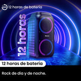Hisense HP160 Party Rocket - Altavoz Portatil, Modo Karaoke, 160W, 5 Efectos de Luz, Batería de hasta 12 Horas de Duración, Modo Dual (2 Altavoces), Plug and Play, Bluetooth, AUX, USB, IPX4