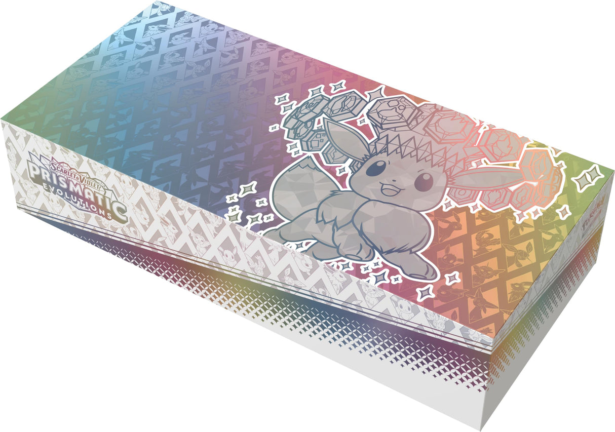 Pokémon: Colección superprémium de Escarlata y Púrpura-Evoluciones Prismáticas (1 Carta holográfica de promoción de ilustración expandida, 1 mullidita Caja para Cartas y 15 Sobres de Mejora)