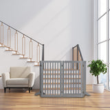 Relaxdays Barrera Seguridad Niños, Valla Protectora, Puerta, 92x206cm, Plegable, Cerca Protección Bebés, Perros, Gris