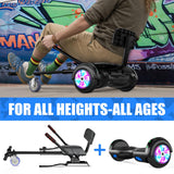 Hoverboard avec siège, Hoverboard à deux roues de 6,5 pouces avec haut-parleur Bluetooth et lumières colorées, scooter auto-équilibrant pour enfants (Go-Kart inclus)