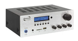 Dynavox VT-80 MK Amplificador estéreo Compacto, 4 terminales de Altavoz atornillables, Control Remoto para entradas Digitales (USB, Tarjeta SD), Antena BT integrada y Radio FM, Plateado