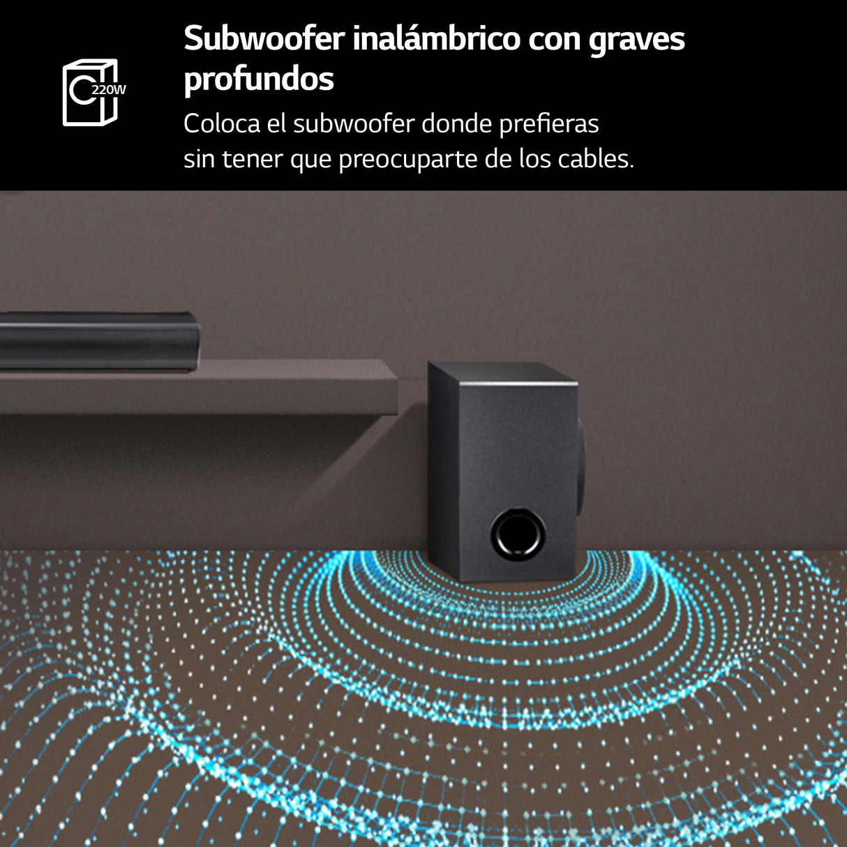 LG SQC4R - Barra de Sonido Inteligente, 220W, 2.1 Canales, Sonido Envolvente Dolby Digital con Bajos Potentes, Amplia Conectividad, HDMI, Bluetooth, USB, Entrada Óptica y App Android/iOS, color Negro