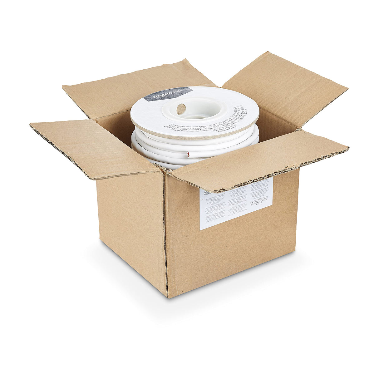 Amazon Basics Cable para altavoz, calibre 12, cobre libre de oxígeno al 99,9 %, 61 m, Blanco