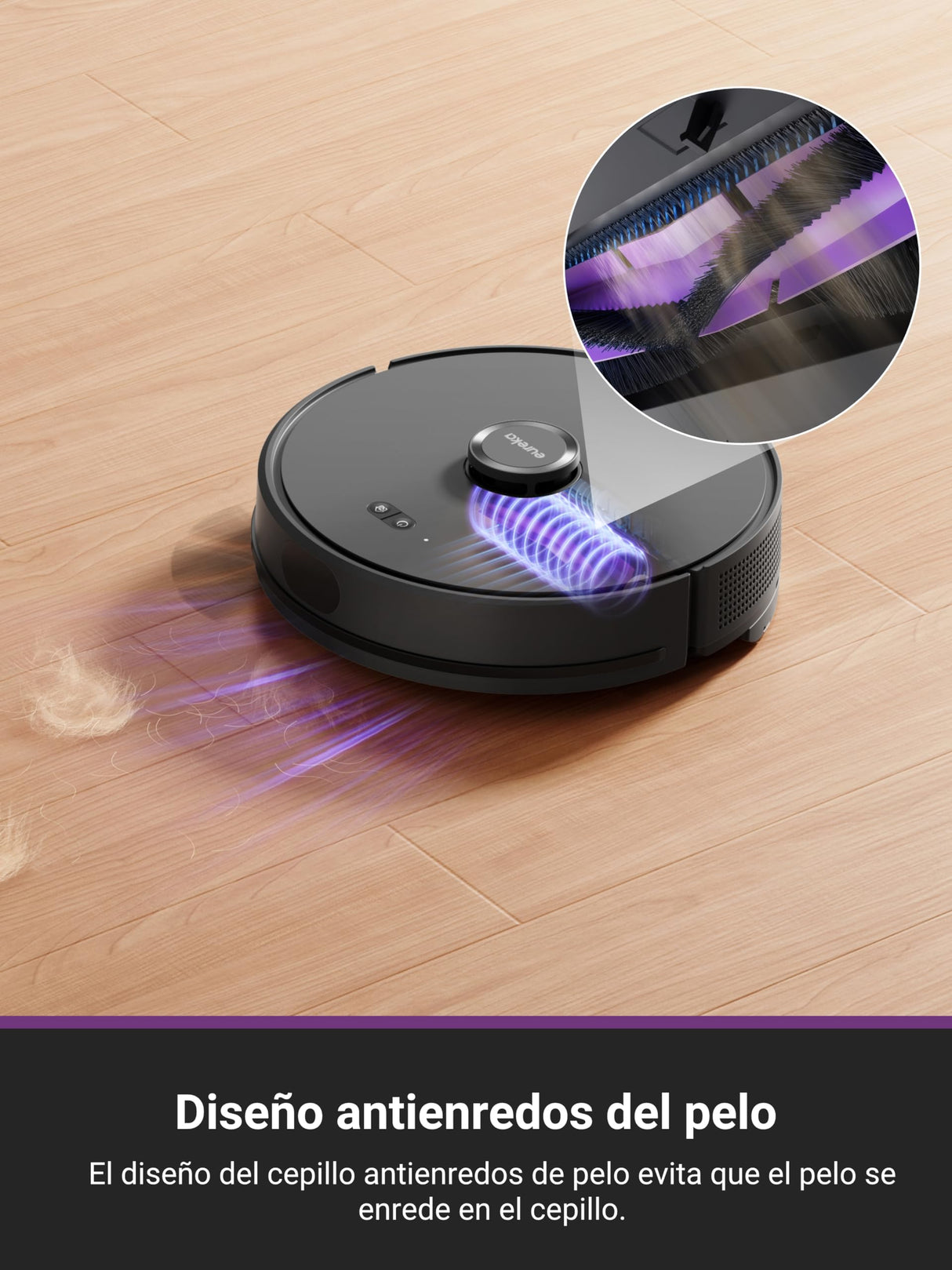 EUREKA E6 Plus Robot Aspirador y Fregasuelos, 5000Pa Succión Potente, Base de Vaciado Automático 2.5L,Sistema LiDAR preciso, Control por App, Diseño Anti-enredo, Ahorrador de Espacio,Mapa Multicapa