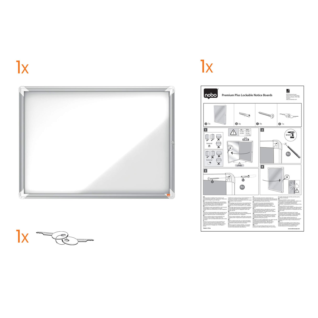 Nobo Vitrina Magnética para Exteriores con Cerradura para 8 Hojas A4, Premium Plus, Blanco, 1902579