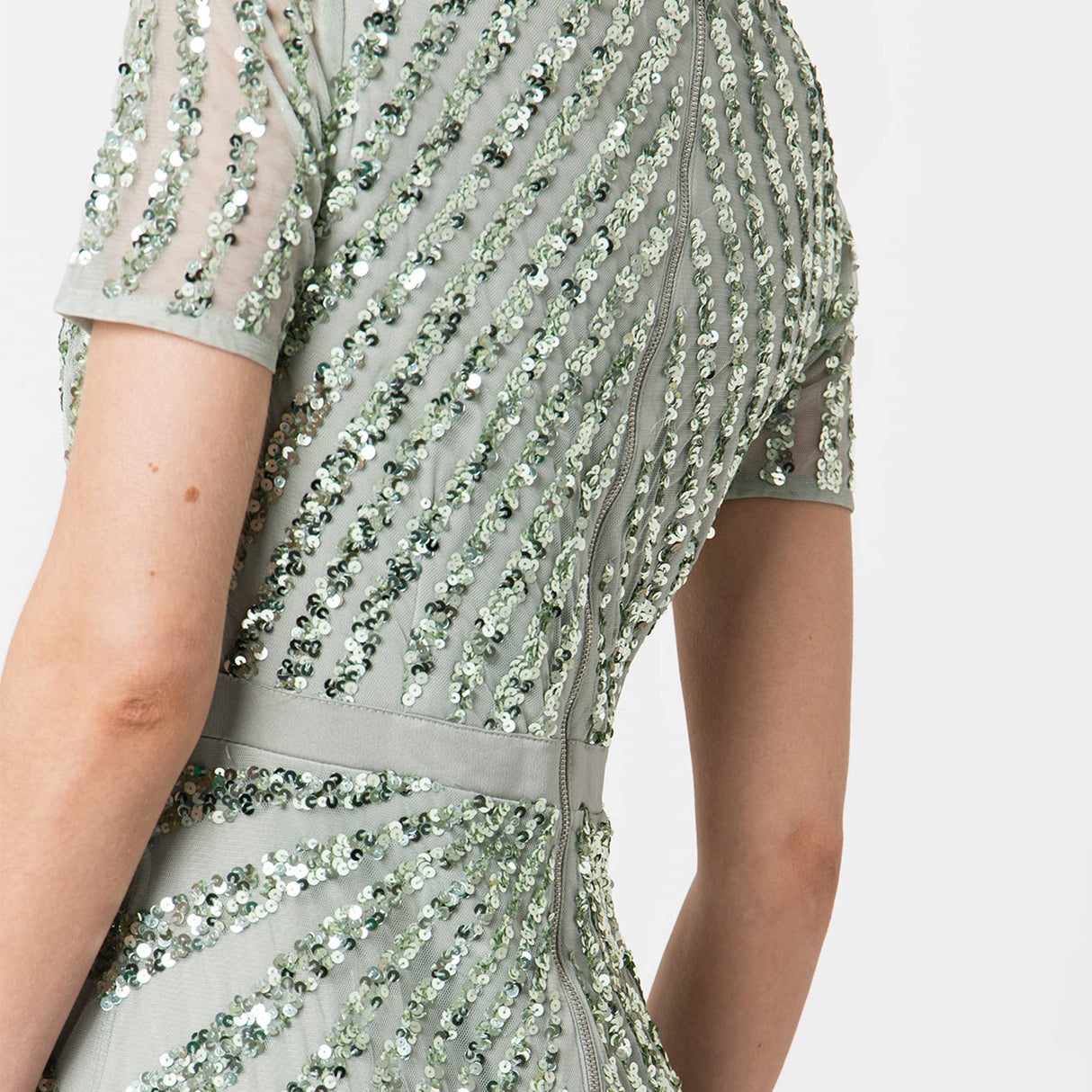 Maya Deluxe Abendkleid Pailletten Maxi Elegant für Hochzeit Vestido de la Dama de Honor De Las Mujeres, Verde, 46