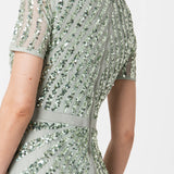 Maya Deluxe Abendkleid Pailletten Maxi Elegant für Hochzeit Vestido de la Dama de Honor De Las Mujeres, Verde, 46