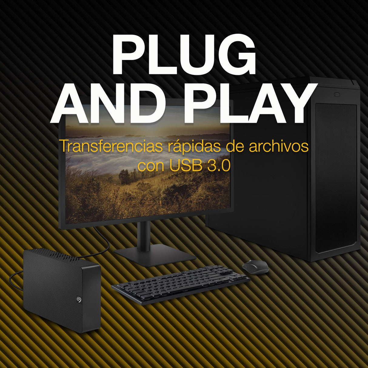 Unidad de disco duro (HDD) externa Seagate Expansion 22TB - USB 3.0, con Rescue Data Recovery Services (STKP22000400)