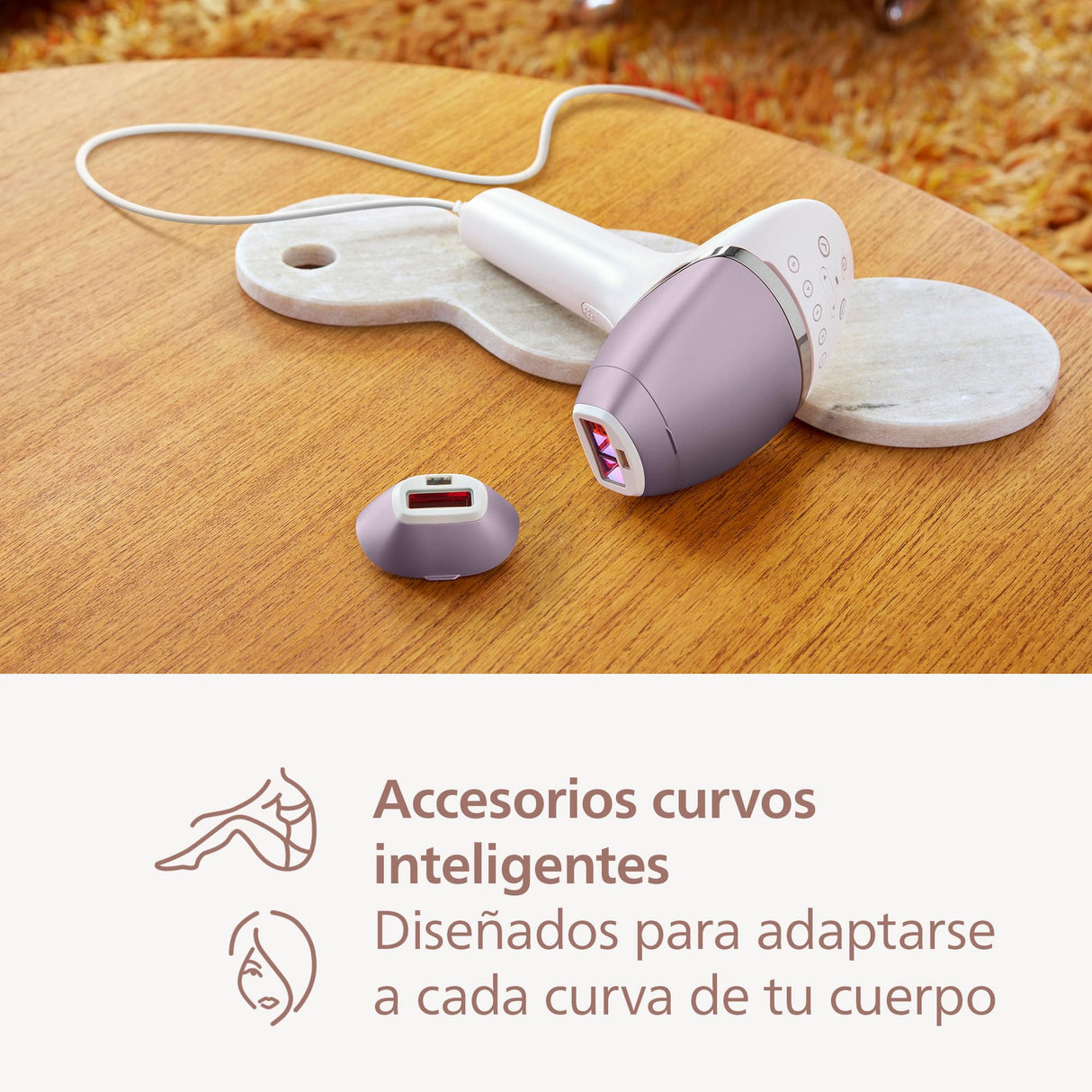 Philips Depiladora Lumea IPL serie 8000 - depilación con tecnología SenseIQ, 2 accesorios para cuerpo y cara, para uso con cable (modelo BRI944/00)