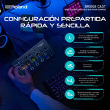 Mezclador de doble bus para gaming Roland BRIDGE CAST | Interfaz de streaming de audio y mezclador profesional para gamers online | DSP de hardware de 32 bits | Negro
