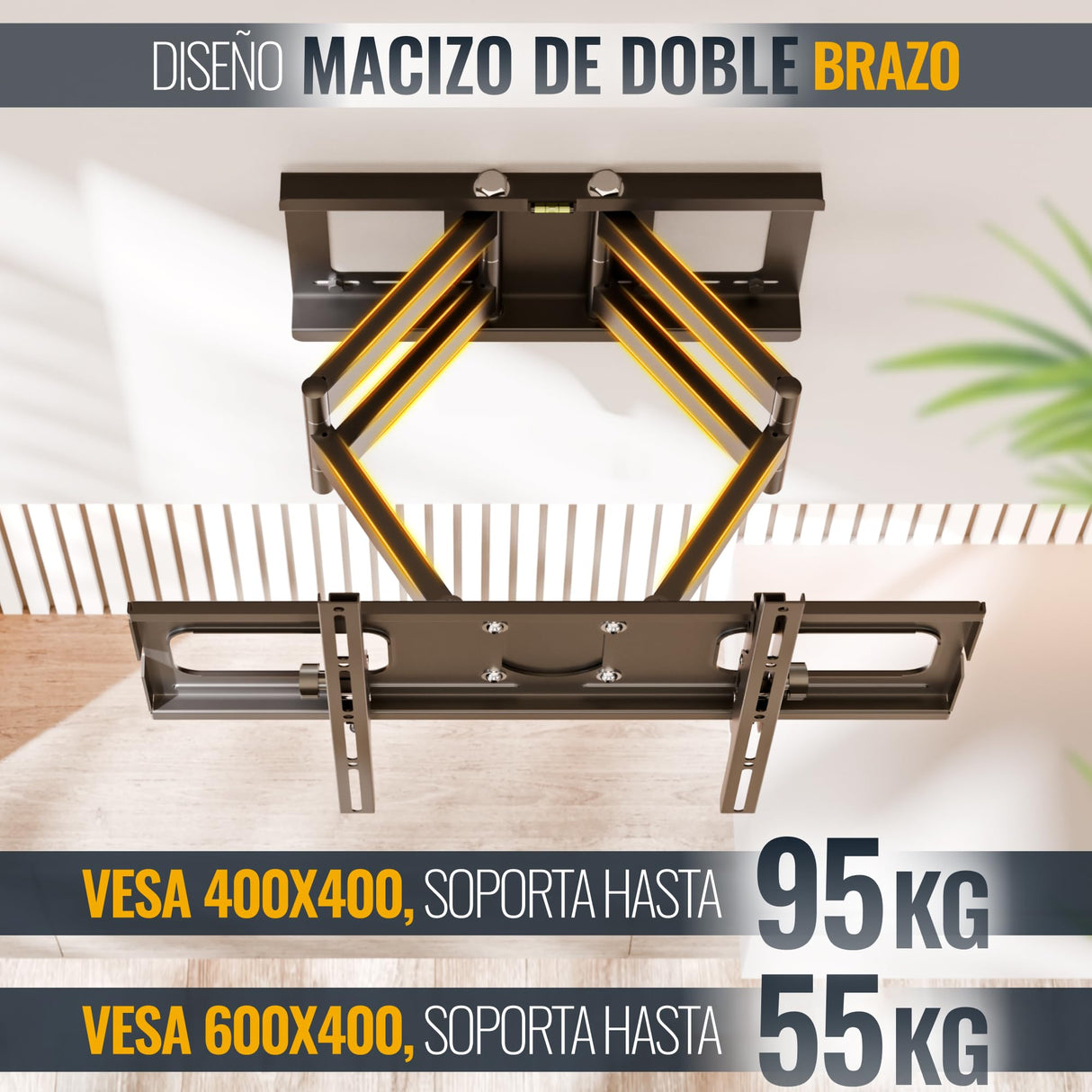 RICOO Soporte TV Pared 40-75" Pulgadas (102-191cm) R06-F Brazo articulado Giratorio Inclinable Colgador televisión Universal VESA 300x200-600x400