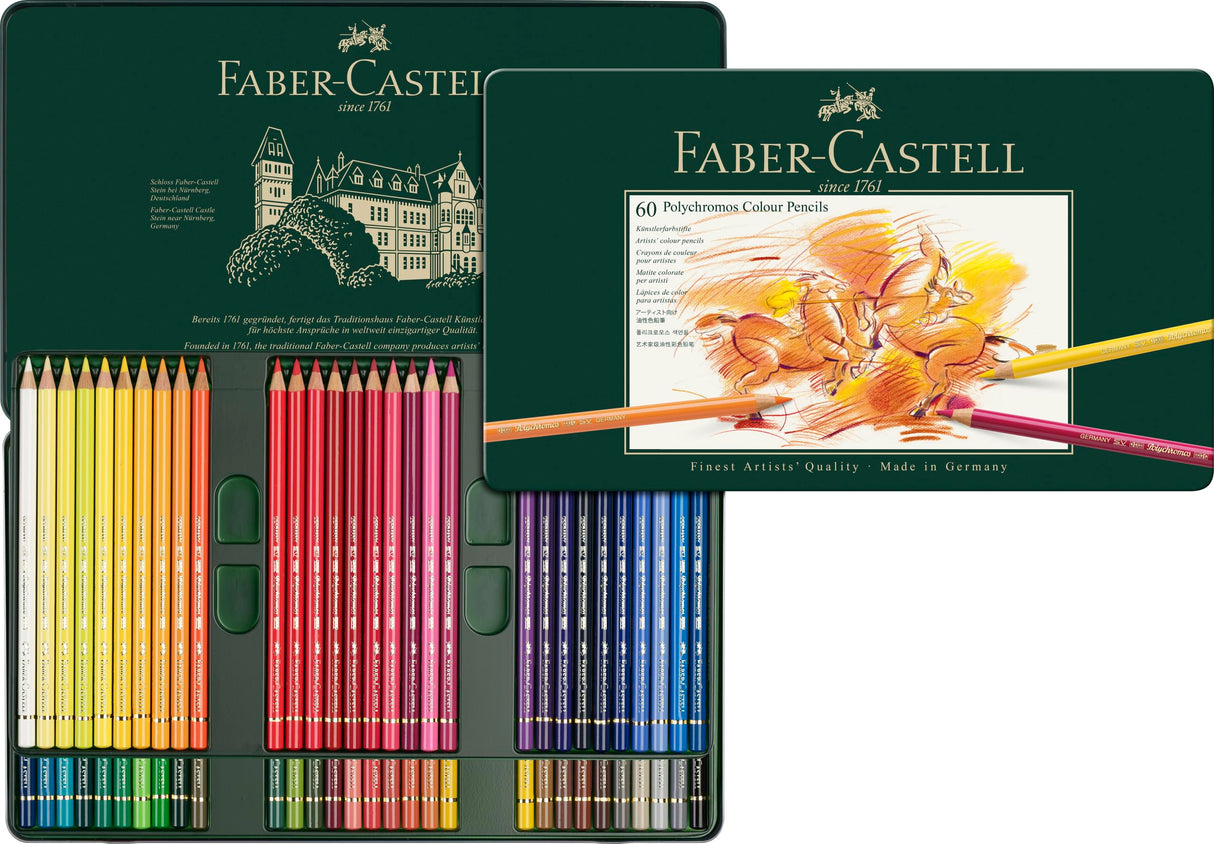 Faber-Castell 110060 - Estuche de Metal con 60 Ecolápices Polychromos - Multicolor
