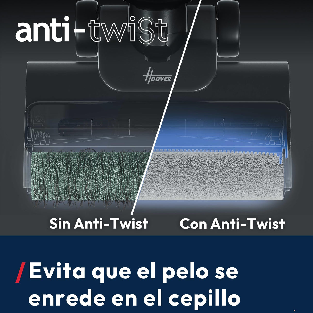 Hoover HW3 - Aspirador y fregasuelos inalámbrico 2 en 1 seco y húmedo - para Suelos delicados y Duros - 40 min autonomía - Anti-Twist - Autolimpieza Aire frío - Limpieza Bordes Bilateral [HW3Z00]